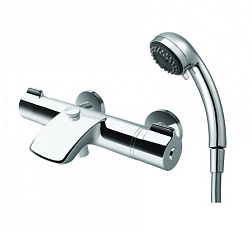 Настенный смеситель Curveprime излив 155 мм, лейка в комплекте, неповоротный излив, термостат 3.2370.7.004.145.1 Laufen